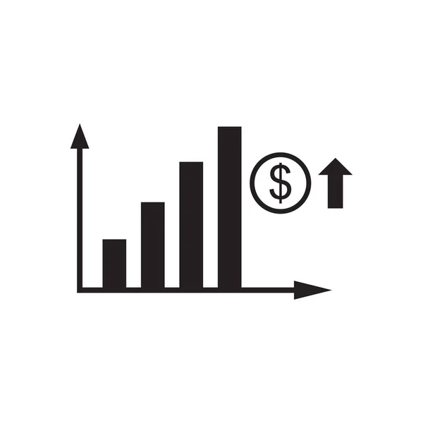 Flat icon in black and white financial graph — Stock Vector