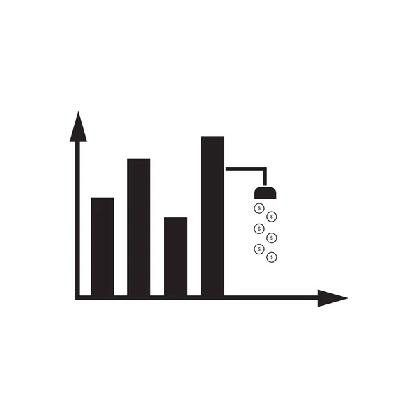 Ícone plano no gráfico financeiro preto e branco — Vetor de Stock