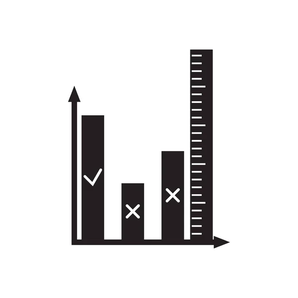Flat icon in black and white financial graph