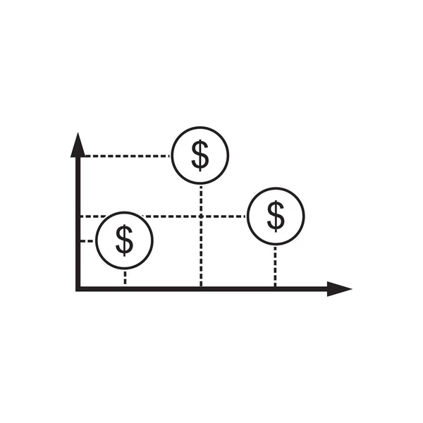 Ícone plano no gráfico econômico preto e branco —  Vetores de Stock