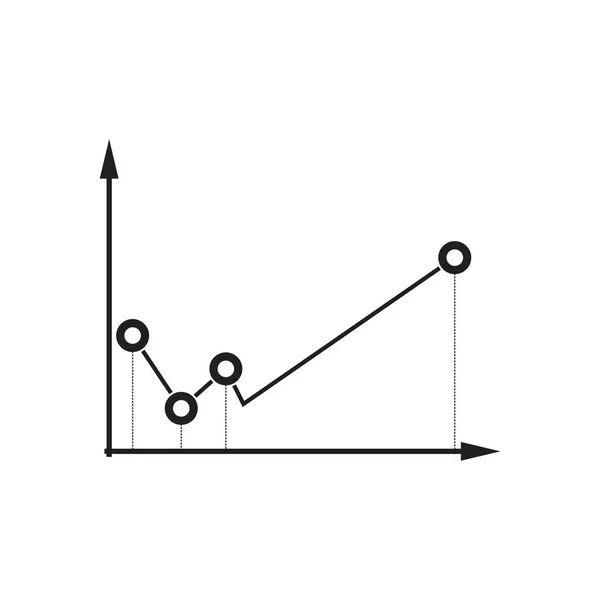 Ícone plano no gráfico econômico preto e branco — Vetor de Stock