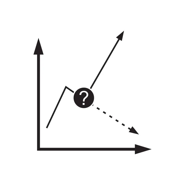 Ícone plano no gráfico econômico preto e branco —  Vetores de Stock