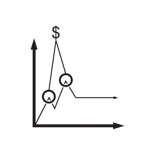 Ícone plano no gráfico econômico preto e branco —  Vetores de Stock