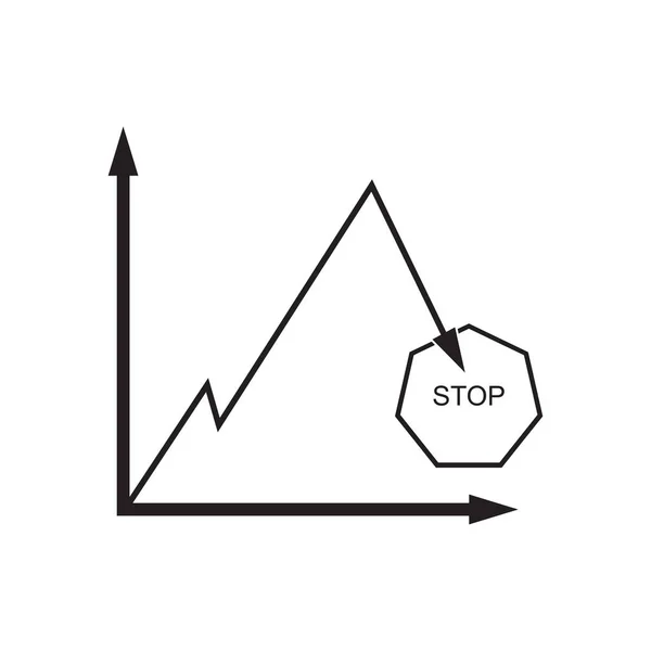 Ícone plano no gráfico econômico preto e branco —  Vetores de Stock