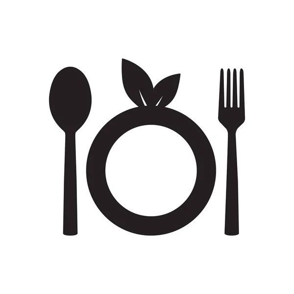 Flat icon in black and white eco cutlery — Stock Vector