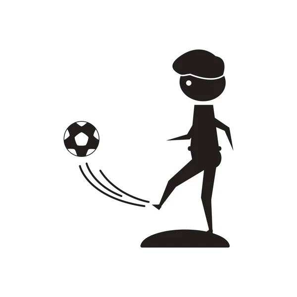 Ícone plano em preto e branco jogador de futebol — Vetor de Stock