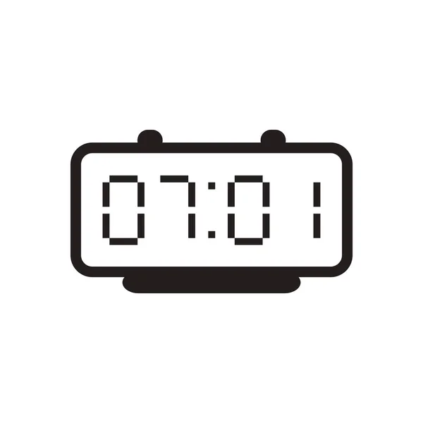 Icono plano en relojes eléctricos en blanco y negro — Vector de stock