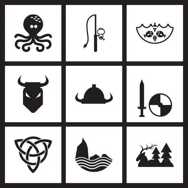 Concepto de iconos planos en blanco y negro Celtas — Archivo Imágenes Vectoriales