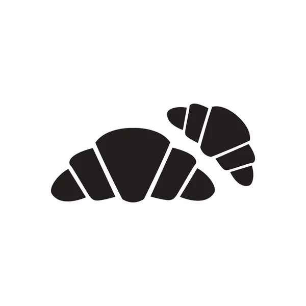 Platte pictogram in zwart-wit Franse croissants — Stockvector