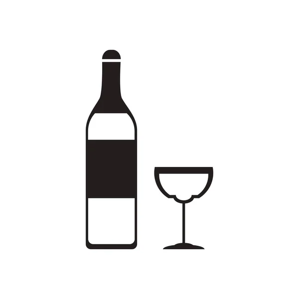 Düz kutsal kişilerin resmi içinde siyah ve beyaz cam şarap şişe — Stok Vektör