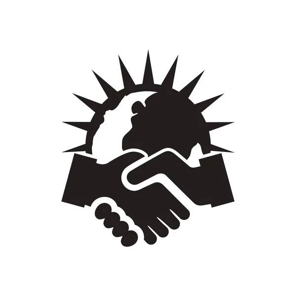 Flat icon in black and white handshake