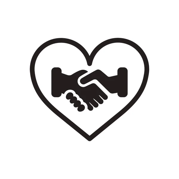 Flat icon in black and white handshake