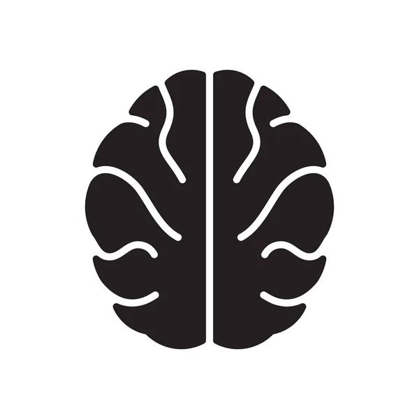 Icono plano en el cerebro humano blanco y negro — Vector de stock