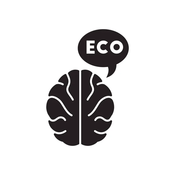 Płaskie ikona w czarno-białe myślenie ekologiczne — Wektor stockowy