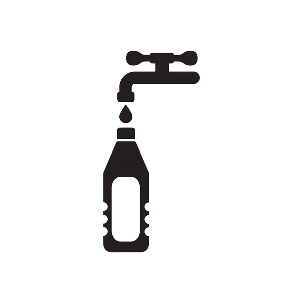 Flache Ikone in schwarzer und weißer Wasserflasche — Stockvektor