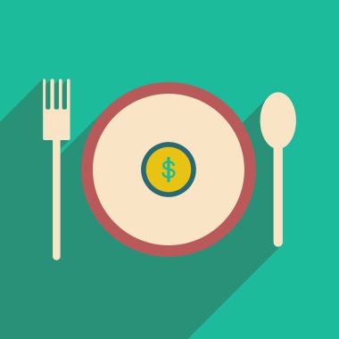 Gölge sikke plaka ile modern düz simgesi