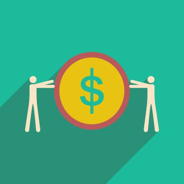 Gölge sikke ve insanlar ile modern düz simgesi