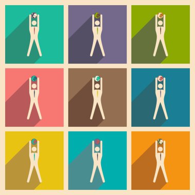 Modern düz simgeler vektör koleksiyonu ile gölge iş adamı ve dünya