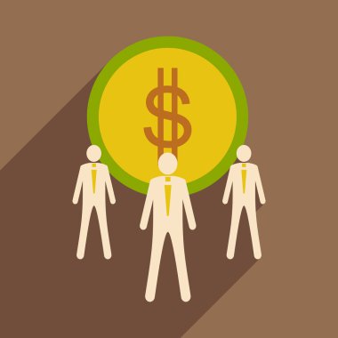 Düz tasarım modern vektör çizim simgesi Doları ve çalışanların