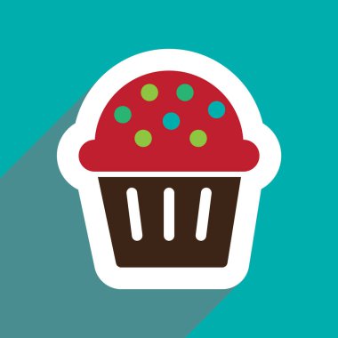 uzun gölge kutlama pastası ile düz simgesi