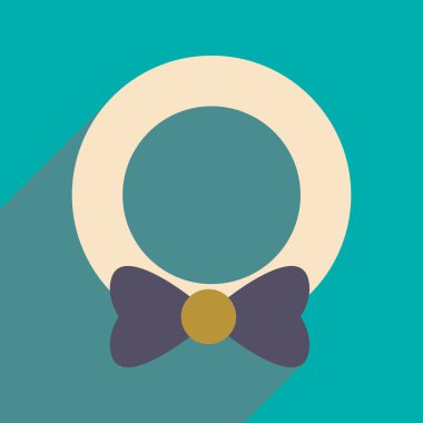 uzun gölge Noel çelenk ile düz simgesi