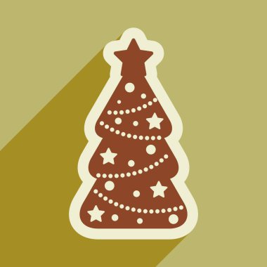 uzun gölge Noel ağacı ile düz simgesi
