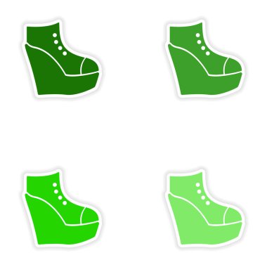 kavram şık kağıt etiket üzerinde beyaz arka plan ayakkabılar