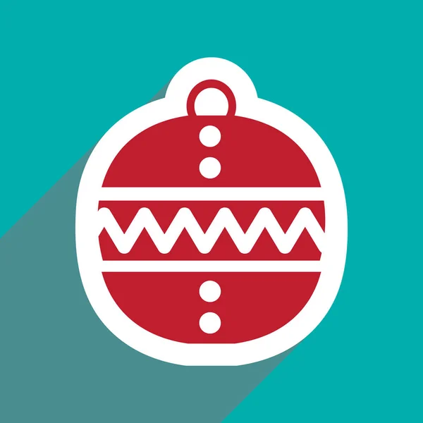 Icône plate avec longue ombre boule de Noël — Image vectorielle