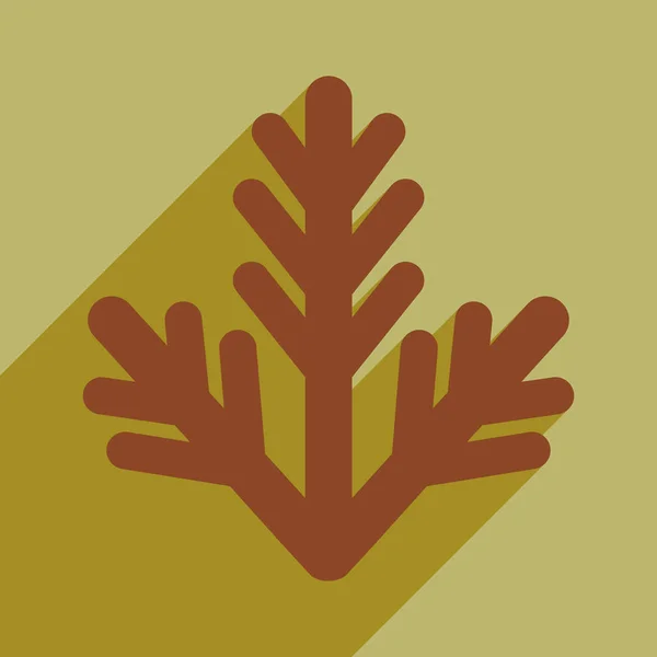 Ícone plano com longa sombra ramo de árvore de pele — Vetor de Stock