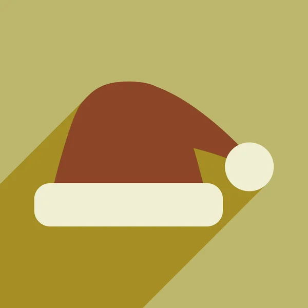 Płaskie ikona z długi cień Santa kapelusze — Wektor stockowy