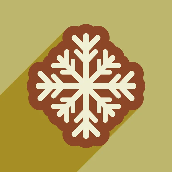 Uzun gölge kış kar tanesi ile düz simgesi — Stok Vektör