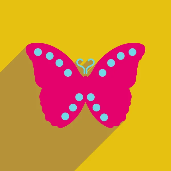 Ícone plano com longas borboletas voadoras de sombra — Vetor de Stock