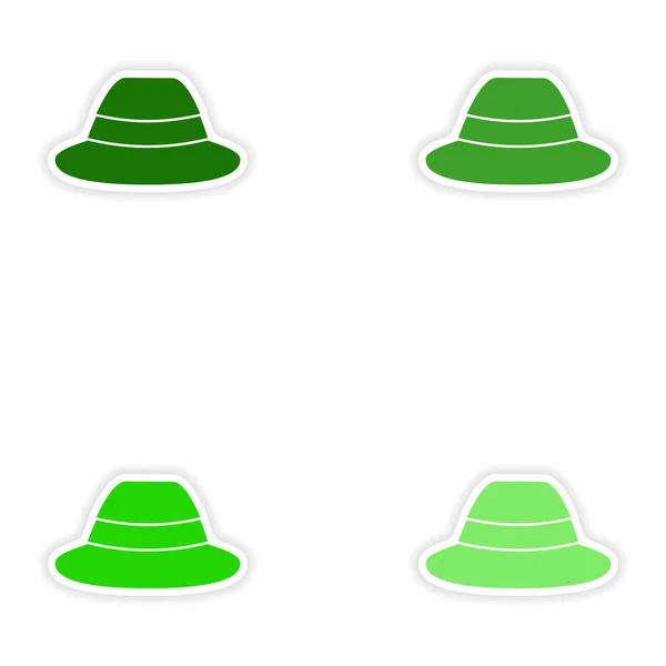 Set papieren stickers op witte achtergrond hoed — Stockvector
