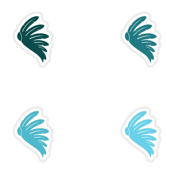 Concepto elegante pegatina de papel sobre fondo blanco plumas indias — Vector de stock