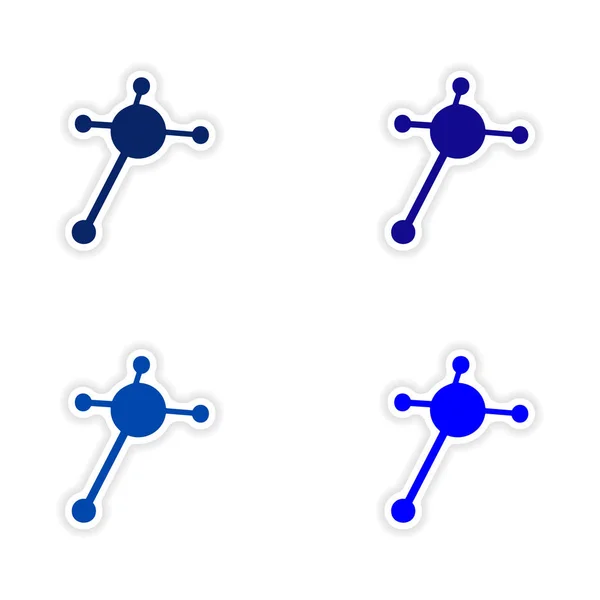 Сборка реалистичной наклейки на бумажных молекулах — стоковый вектор