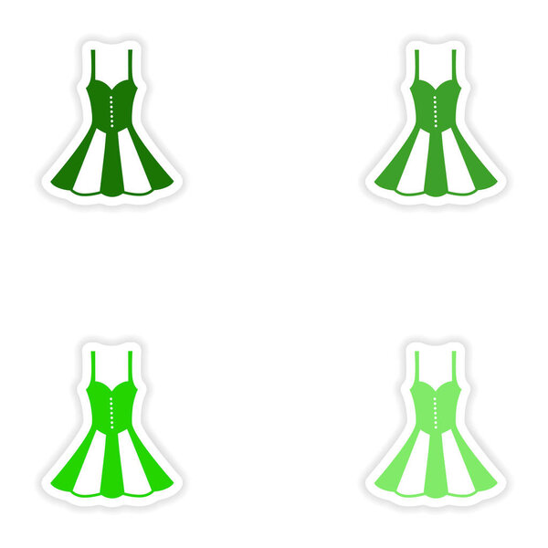 concept stylish paper sticker on white background dress