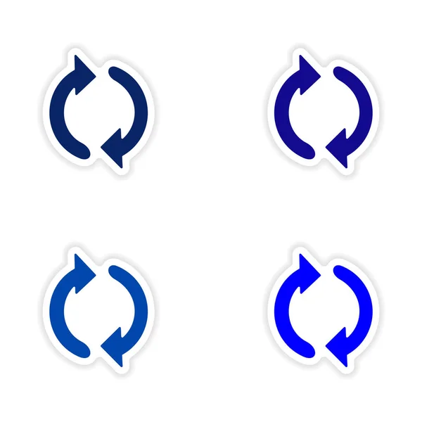 Församlingen realistiska klistermärke design på papper pilar — Stock vektor