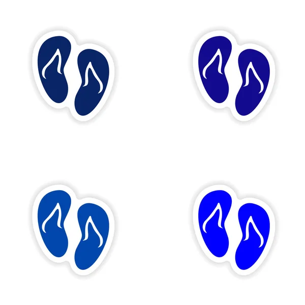 Församlingen realistiska klistermärke design på papper beach sneaker — Stock vektor