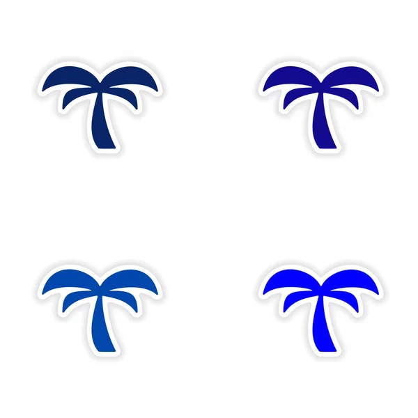 Kağıt palmiye ağacı üzerinde derleme gerçekçi etiket tasarımı — Stok Vektör