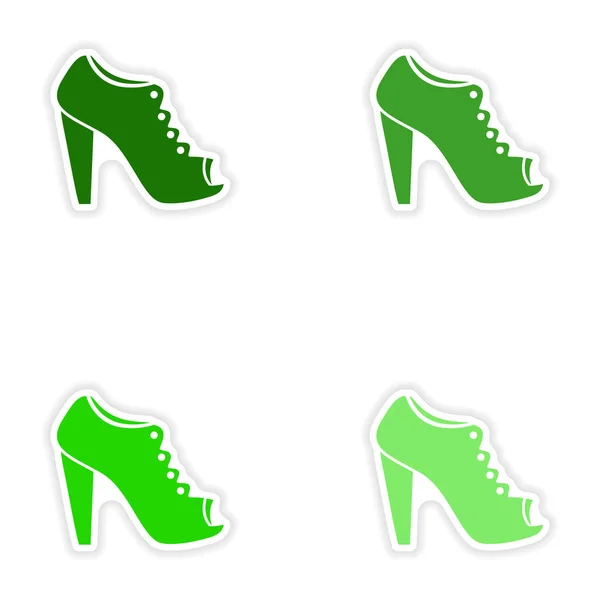 Konzept stilvolle Papier-Aufkleber auf weißem Hintergrund Schuhe — Stockvektor