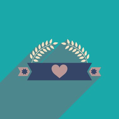 düz uzun gölge şerit kalp simgesiyle bırakır