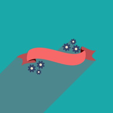 uzun gölge çiçek çelenk ile düz simgesi