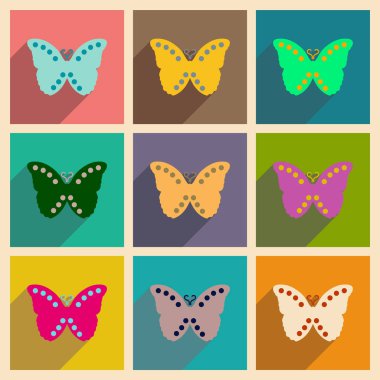 Düz kutsal kişilerin resmi ile uçan kelebekler uzun gölge kavramı