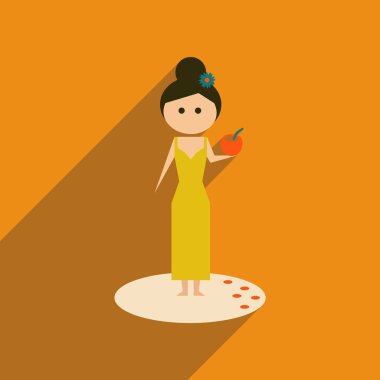 Uzun gölge kız kokteyl ile düz web simgesi