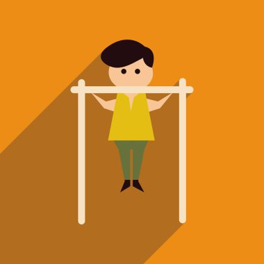 Uzun gölge adam yatay bar ile düz web simgesi