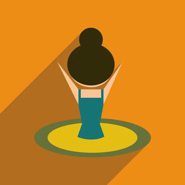 Icono web plano con chica sombra larga en traje de baño — Vector de stock