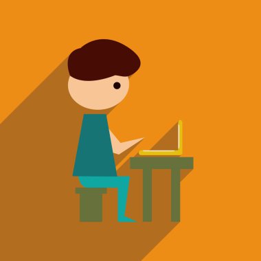 Uzun gölge adam programcı ile düz web simgesi