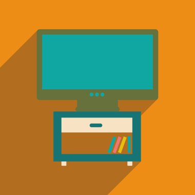 Uzun gölge plazma Tv ile düz web simgesi