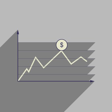 Uzun gölge mali infographics düz web simgesi