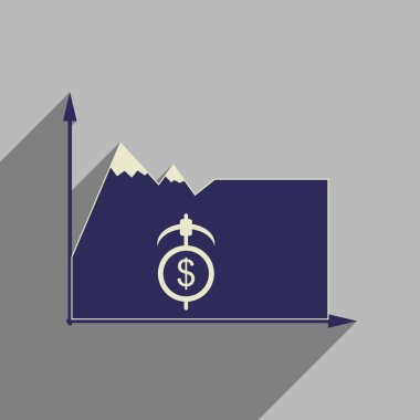 Uzun gölge dağ infographics düz web simgesi